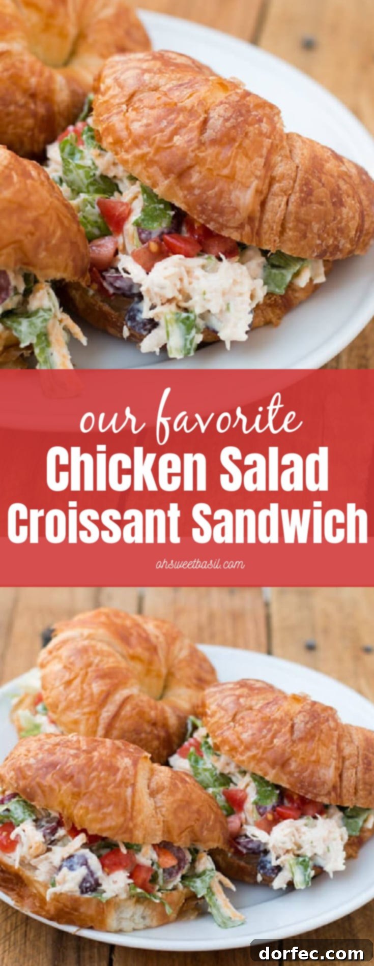 Close-up of a delicious Chicken Salad Croissant Sandwich