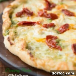 Creamy Pesto Chicken and Sun Dried Tomatoes on thin crust