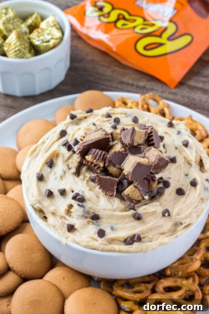 Creamy, smooth, completely addictive peanut butter cheesecake dip is the perfect treat for get togethers, movie nights, potlucks, or whenever you're looking for a seriously delicious peanut butter treat!