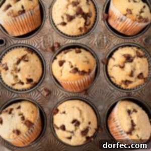 A photo of a chocolate chip cookie muffin laying on it's side with a bite taken out of it surrounded by whole muffins