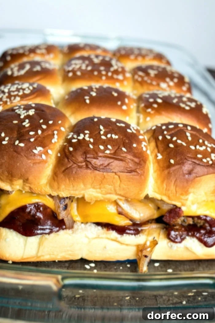 baking dish of bbq meatball sliders
