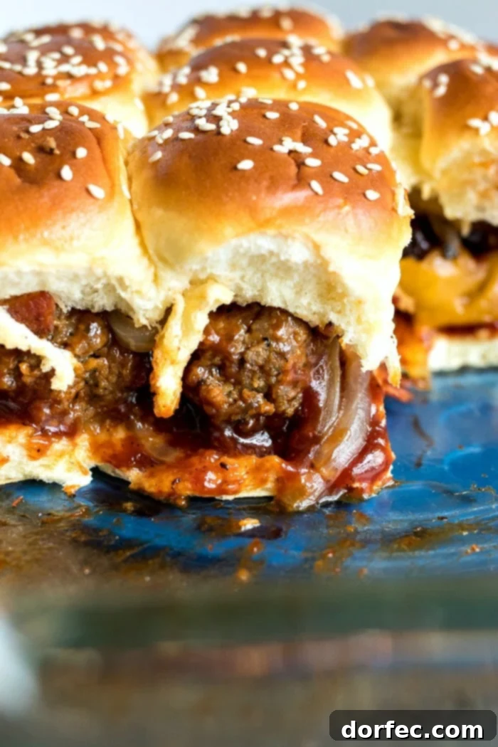 bbq meatball sliders in pyrex baking dish