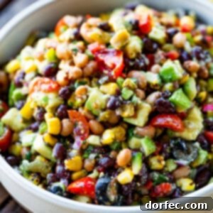 A vibrant bowl of Texas Cowboy Caviar Salsa, perfect for parties and gatherings.