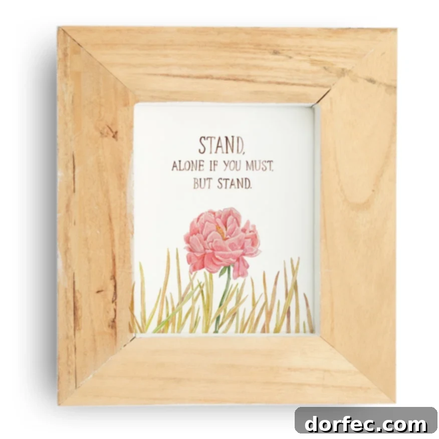 Stand, Even If You Stand Alone 4 A vibrant peony stands tall amidst dry, brittle weeds, embodying strength and resilience, with the empowering motto 'Stand, alone if you must, but stand' overlayed.
