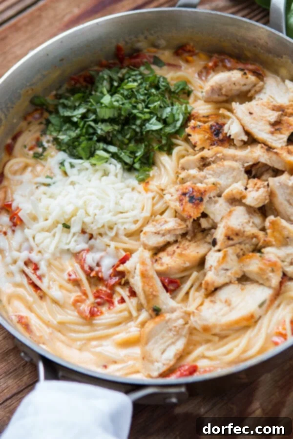 All you need is one skillet, a few fresh ingredients and soon enough you'll have 20 minute creamy sun dried tomato chicken pasta for dinner. ohsweetbasil.com