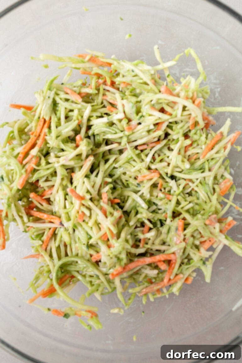 Step-by-step image of peeling carrots for broccoli slaw.