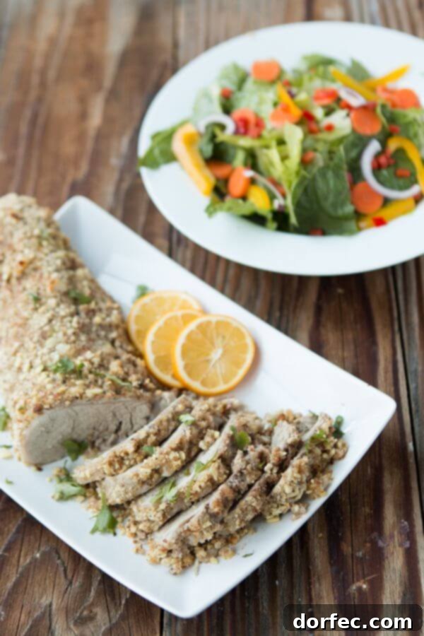 The only moist pork tenderloin, herb and almond crusted pork tenderloin ohsweetbasil.com