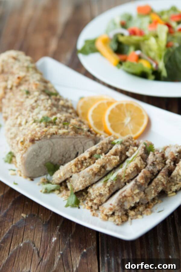 The only moist pork tenderloin, herb and almond crusted pork tenderloin ohsweetbasil.com