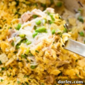 Turkey Tetrazzini in a large pot with a crunchy topping