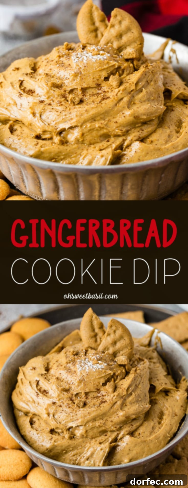 Festive Gingerbread Cookie Dip 9 a silver bowl full of fluffy gingerbread cookie dip or molasses cookie dip with graham crackers and nilla wafers