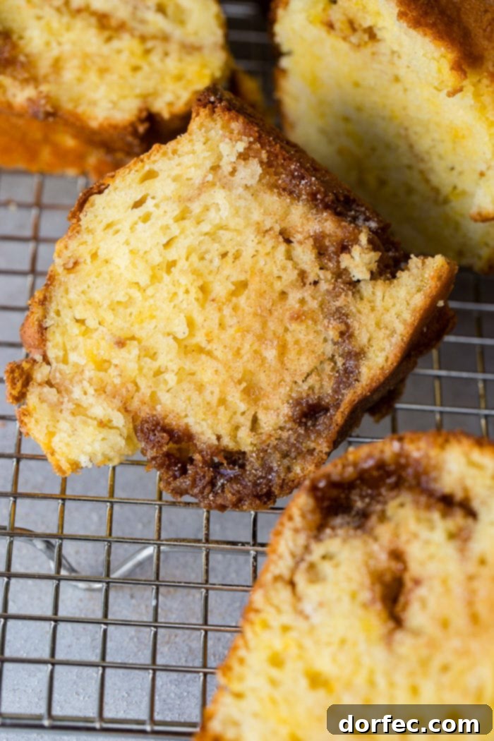 A beautifully baked brown sugar cinnamon bundt cake resting on a wire cooling rack.