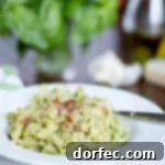 Quick Pesto Pasta in 15 minutes with crumbled speck