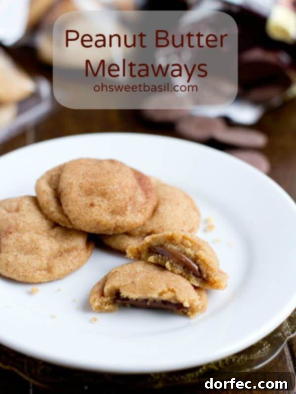 The best Peanut Butter Meltaway Cookies stuffed with chocolate from Oh Sweet Basil