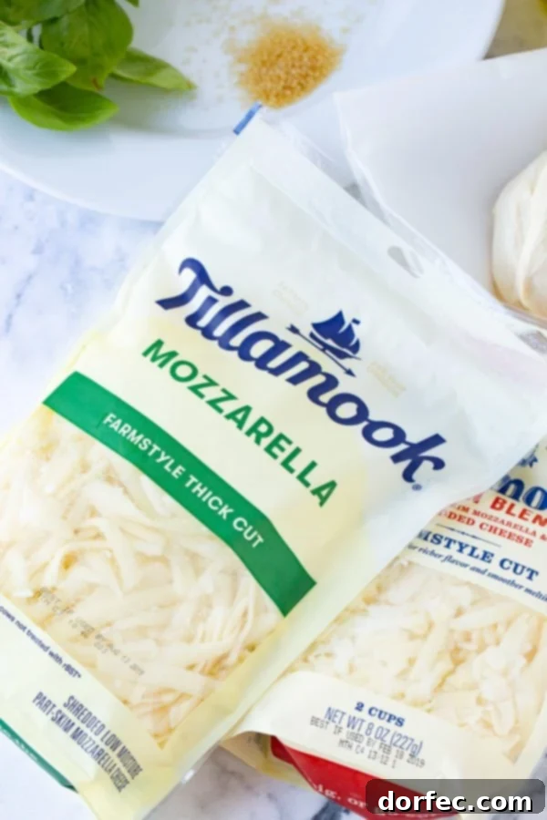A picture of a package of Tillamook mozarella cheese used for grilled pizza.