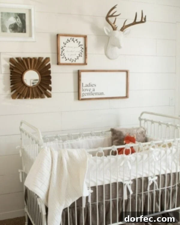 A photo of the crib in our baby room, prepared for the new arrival.