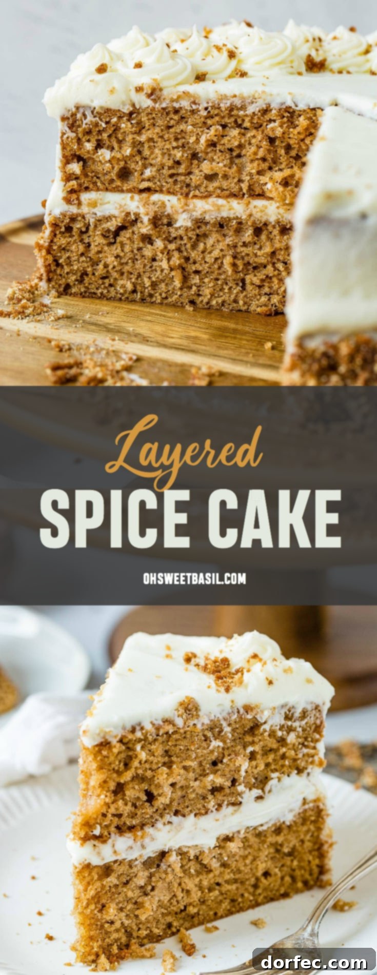 Ready-to-Serve Spice Cake A two-layer spice cake on a cake plate, a perfect fall dessert ready for serving.