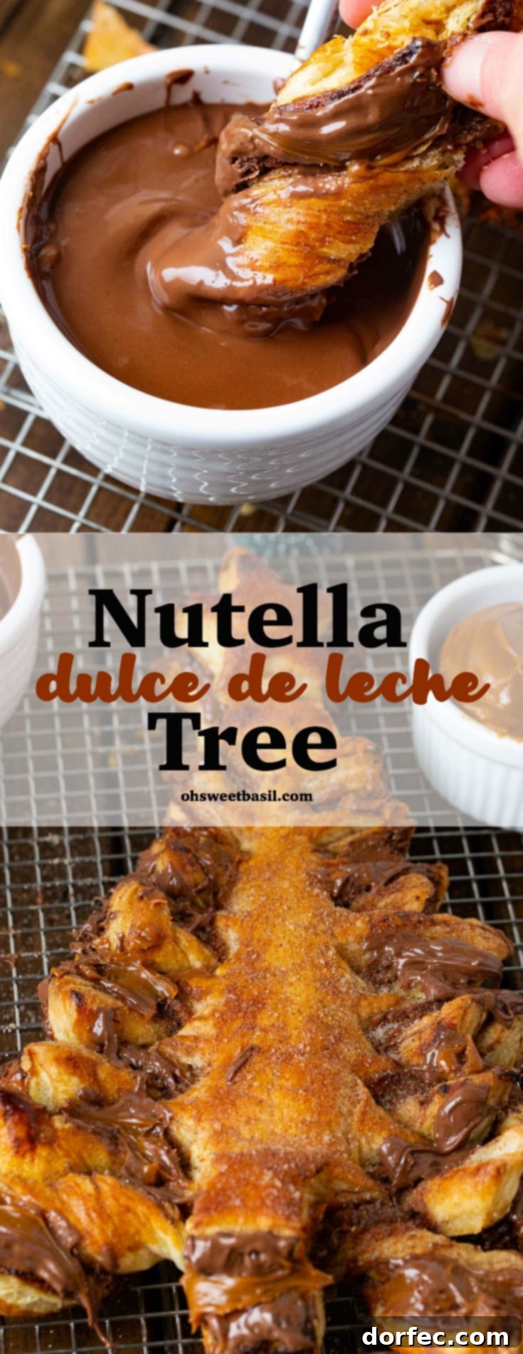 Nutella Dulce de Leche Celebration Tree 3 A photo of perfectly baked golden Nutella dulce de leche Christmas tree sitting on a cooling rack.