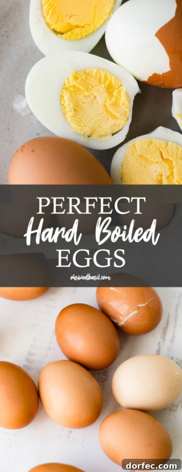 Perfect Hard Boiled Eggs Made Easy 3 Two halves of a perfectly hard-boiled egg showcasing a firm, vibrant yellow yolk and tender white, ready for any recipe or snack.