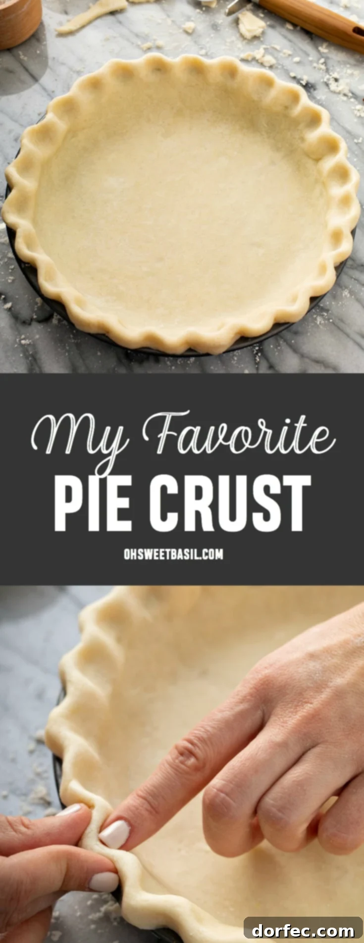A beautifully prepared, uncooked all-butter pie crust in a metal tin, ready for its delicious filling and subsequent baking.