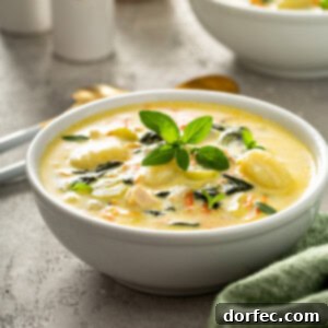 A bowl of Chicken and Gnocchi Soup