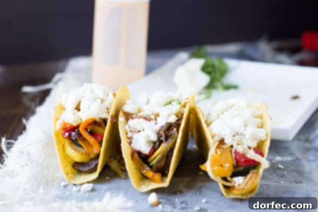 Gourmet Vegetarian Tacos for Every Occasion A selection of gourmet vegetarian tacos, ready to be served, highlighting their fresh ingredients and artisanal presentation.