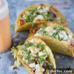 Vegetarian tacos with spicy crema. Fresh veggies sauteed and stuffed into a crunchy delicious taco topped with creamy queso fresco