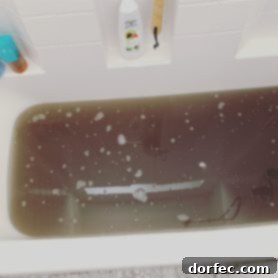 Unlock the Secret to Truly Clean Laundry 10 a bathtub full of murky water from stripping laundry