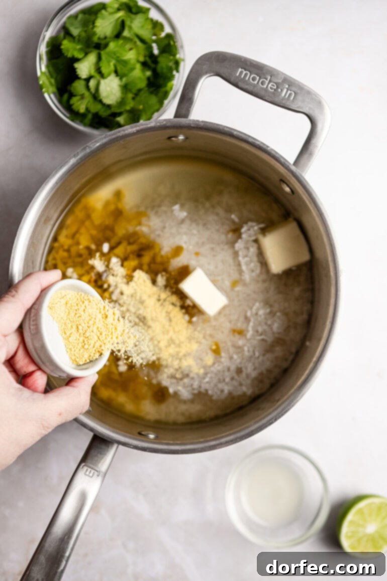 Step-by-step image of adding fresh chopped cilantro.