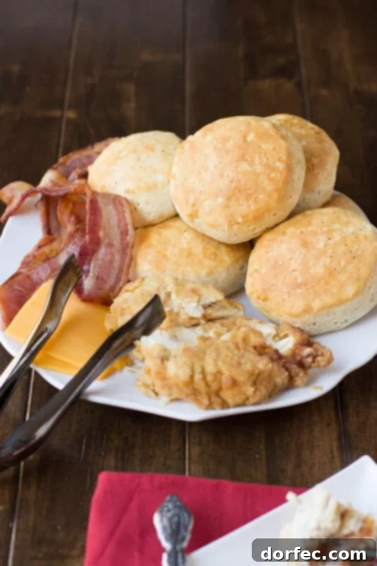 Hands carefully cutting homemade, fluffy self-rising biscuits, a key component for the ultimate sausage gravy and fried chicken sandwich.