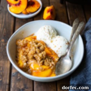 A photo of the Smoked Peach Crisp dessert