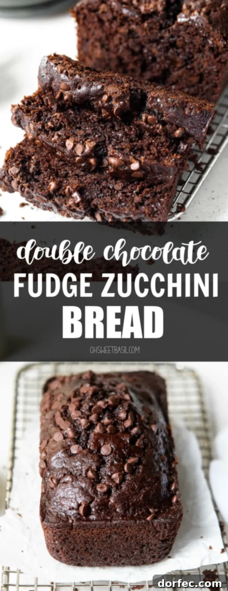3 slices of mini chocolate chip chocolate zucchini bread
