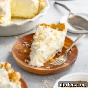 A vibrant, delicious No-Bake Coconut Cream Pie, perfectly set and ready for any dessert occasion.