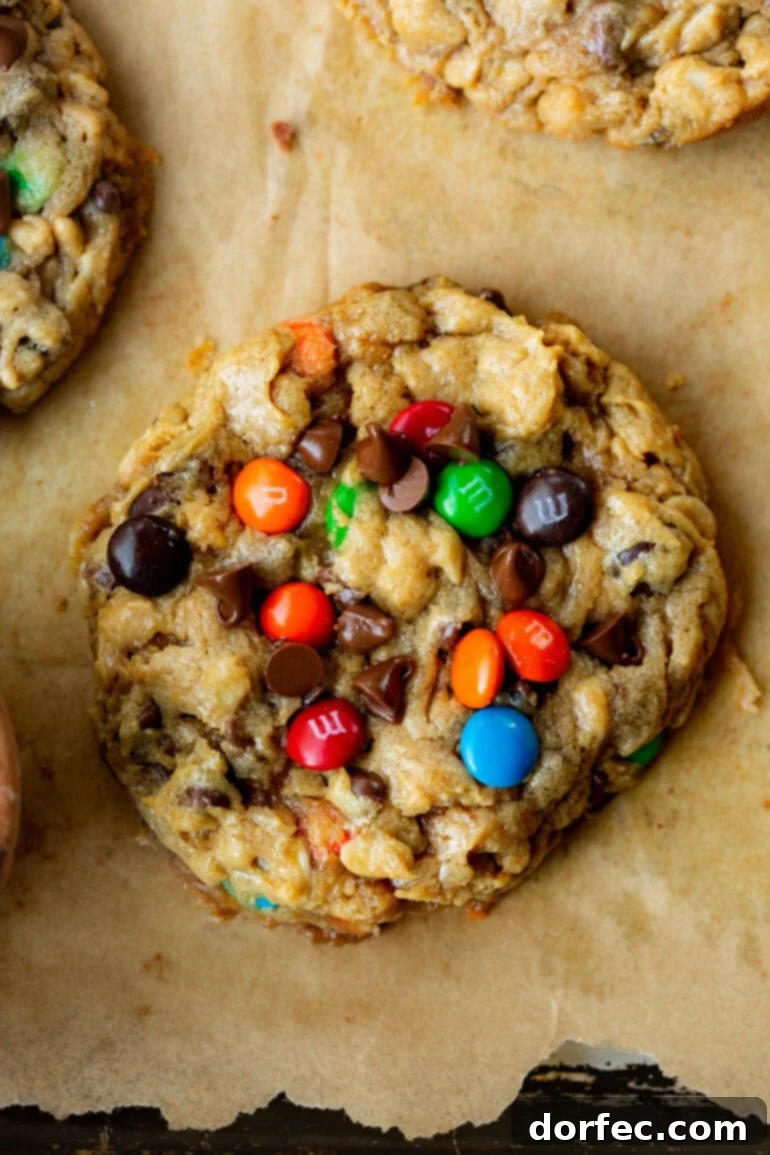 A photo of a large perfectly baked monster cookie.