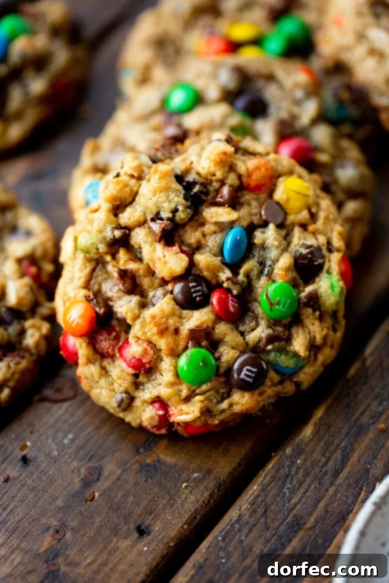 A photo of a large monster cookie surrounded by other cookies.