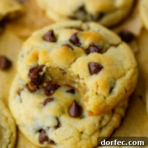 A photo of perfectly golden baked chocolate chip cookies