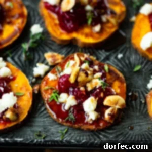 Sweet Potato Rounds with Cranberry, Feta and Hazelnuts