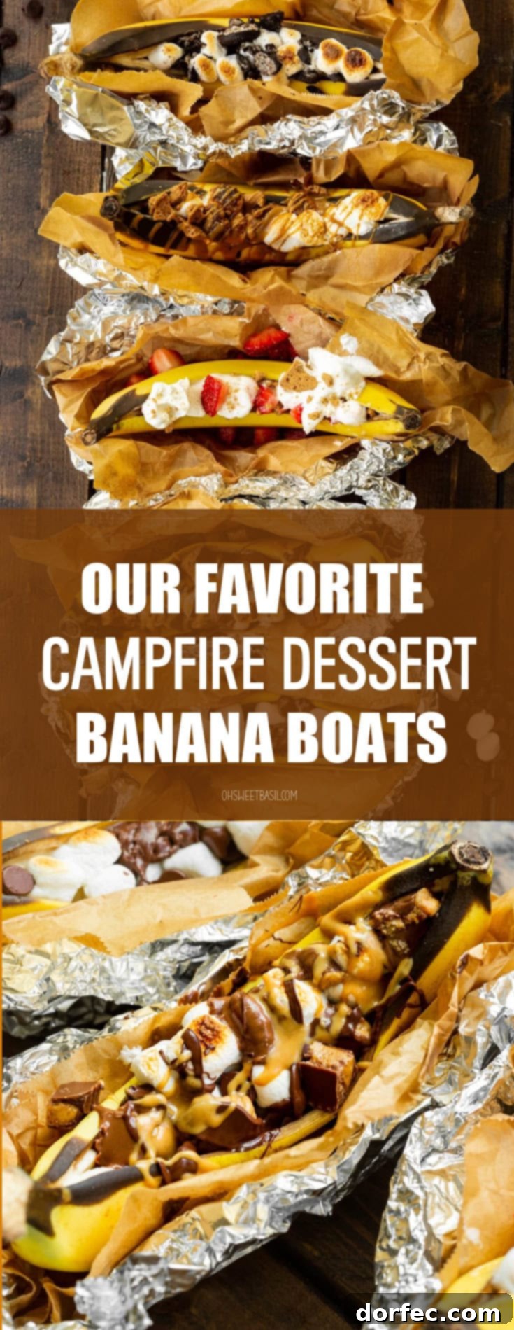 Our Favorite Campfire Banana Boats 16 A delectable banana boat, generously topped with crumbled Biscoff cookies and drizzled with a rich Biscoff butter sauce, showcasing a gourmet twist on the classic campfire dessert.