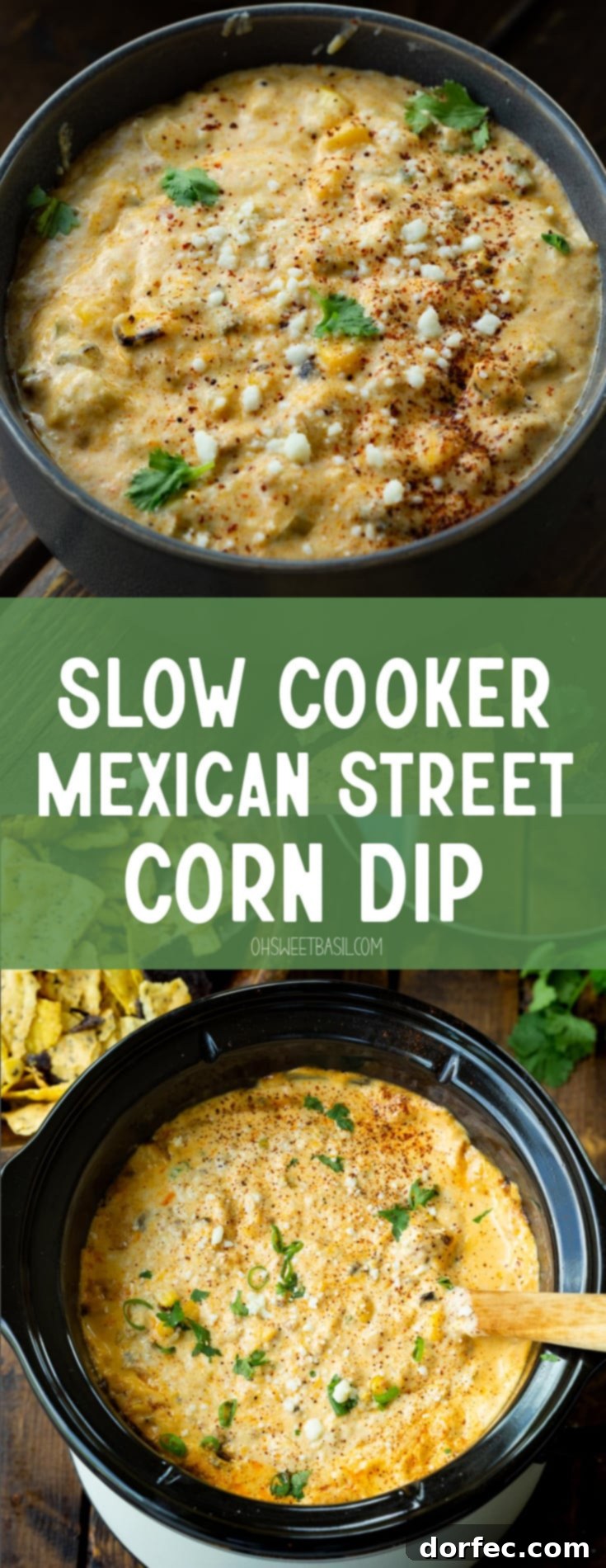 A beautifully presented wooden bowl filled with cold Mexican street corn dip, garnished with fresh herbs and spices, ready to be enjoyed.