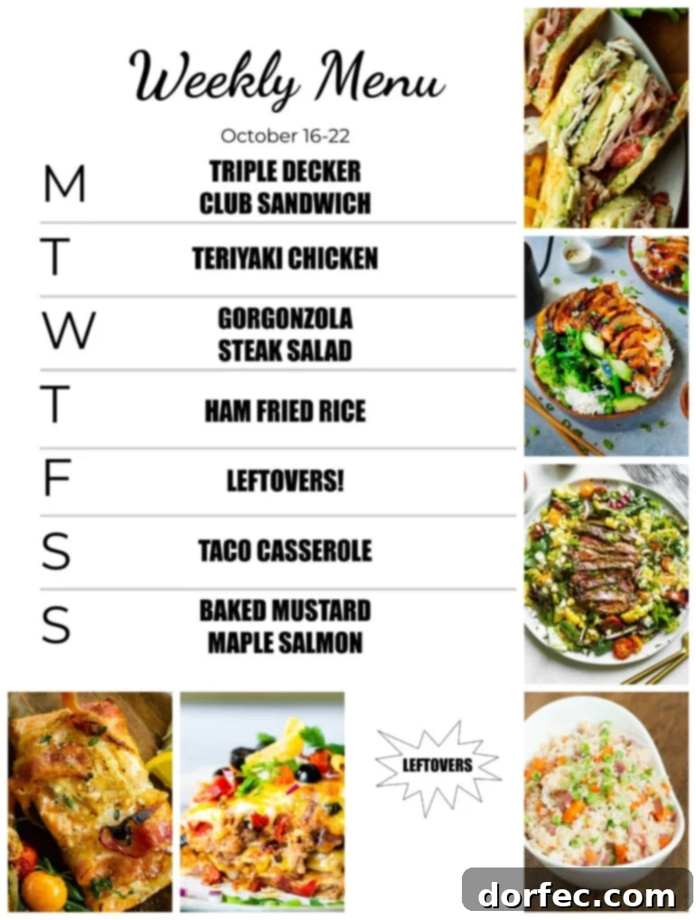 A beautifully presented weekly meal plan graphic