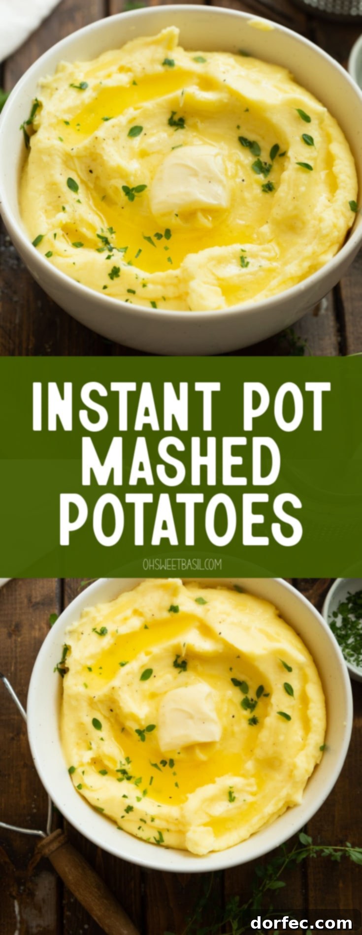A large, inviting serving bowl of rich, creamy mashed potatoes, artfully topped with a glistening pat of melting butter and a light sprinkling of fresh parsley, promising warmth and comfort.
