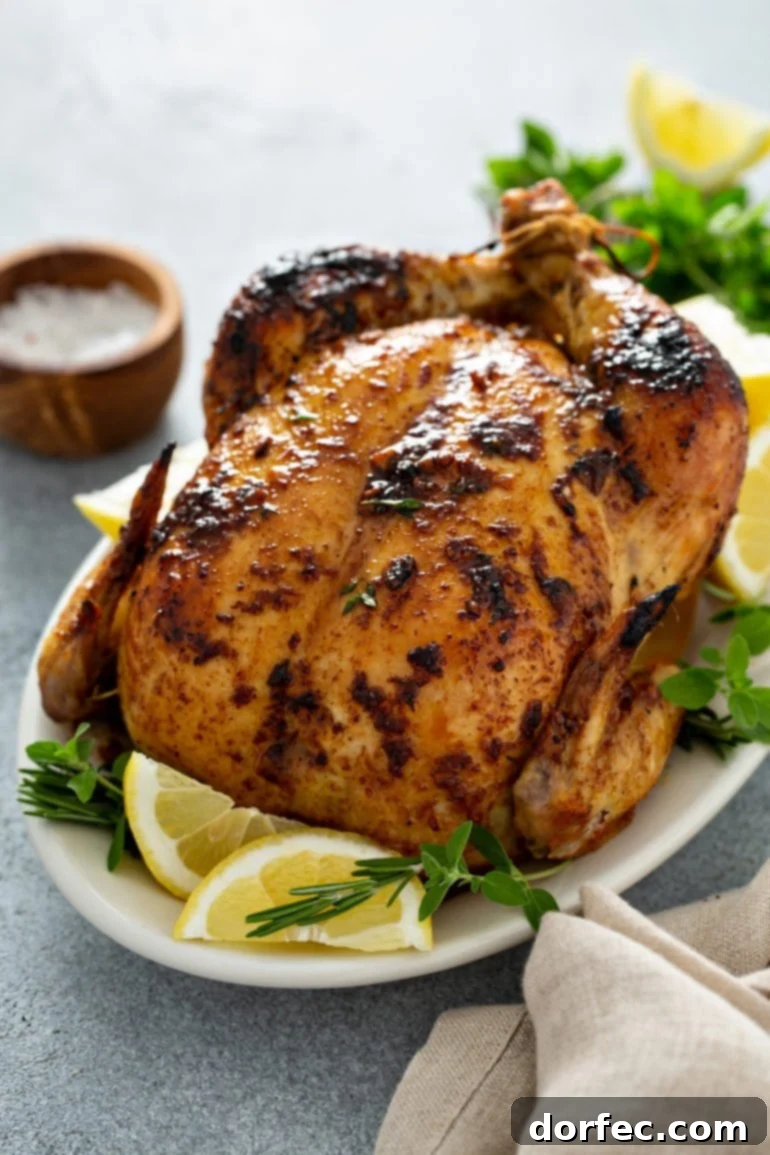 Weekly Meal Plan: April 22-28 3 A beautifully golden whole roasted chicken, garnished with fresh lemon wedges and thyme sprigs on a rustic platter. A wooden bowl of salt and a linen napkin sit nearby, enhancing the inviting, home-cooked feel of the dish.