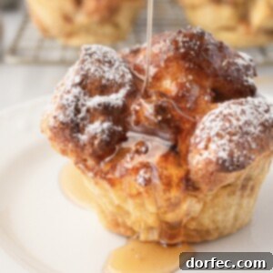 A deliciously baked air fryer French toast muffin.