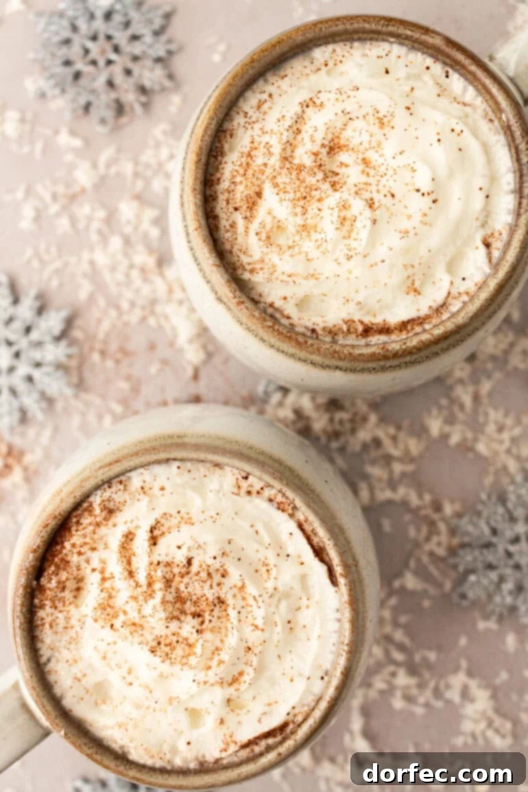 Snowman Soup: A Cozy Vanilla Milk Holiday Treat 3 Two Mugs of Warm White Hot Chocolate