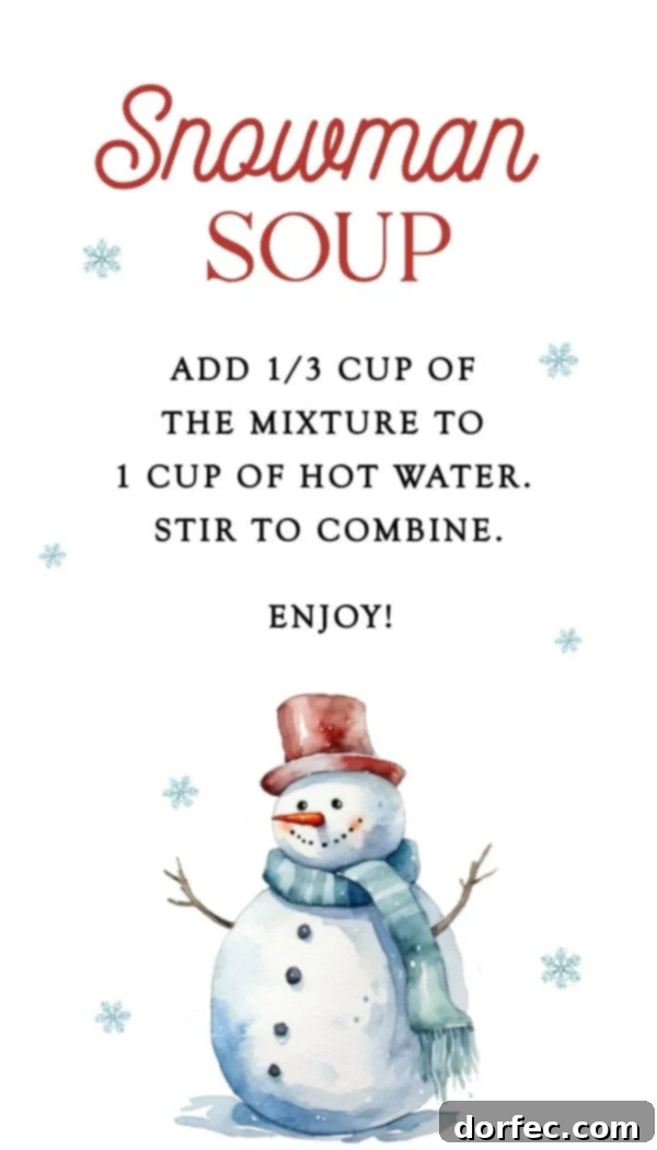 Snowman Soup: A Cozy Vanilla Milk Holiday Treat 7 Printable Snowman Soup Tags
