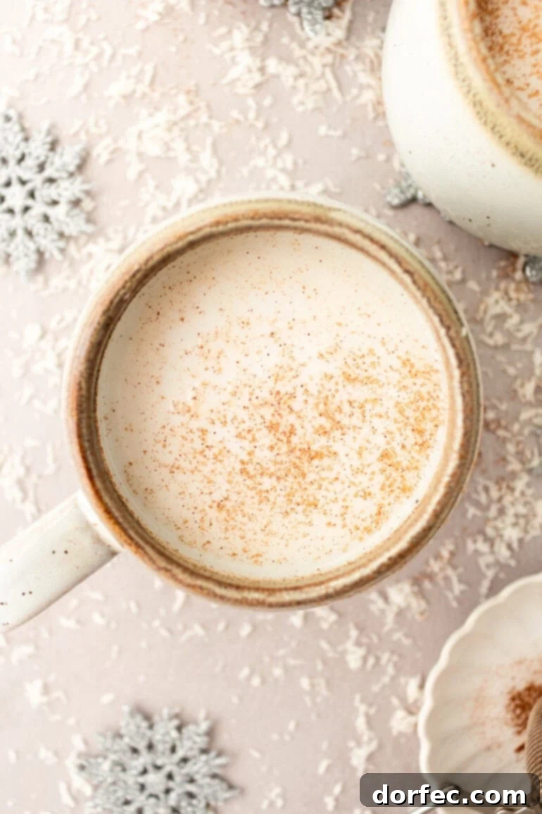 Snowman Soup: A Cozy Vanilla Milk Holiday Treat 10 Vanilla Steamer in a Mug Topped with Cinnamon
