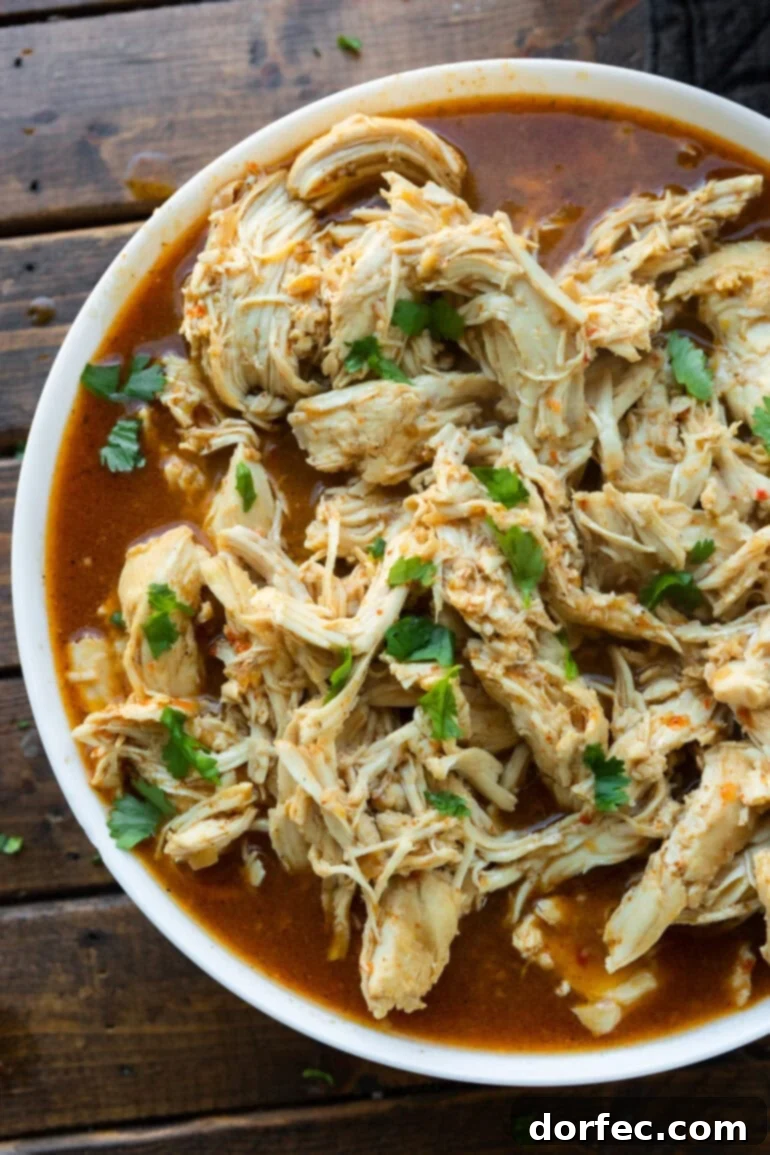 Cafe Rio Shredded Chicken: An Authentic Taste of the Southwest 9 Cafe Rio style chicken in a white bowl