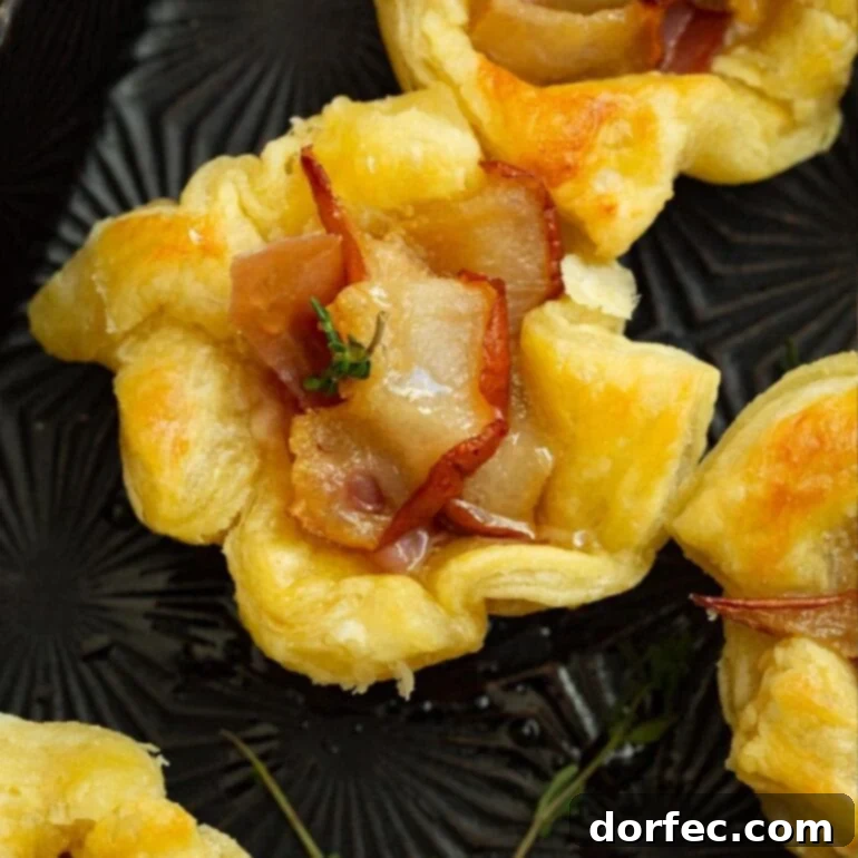 Hot Honey Pear and Brie Mini Appetizers