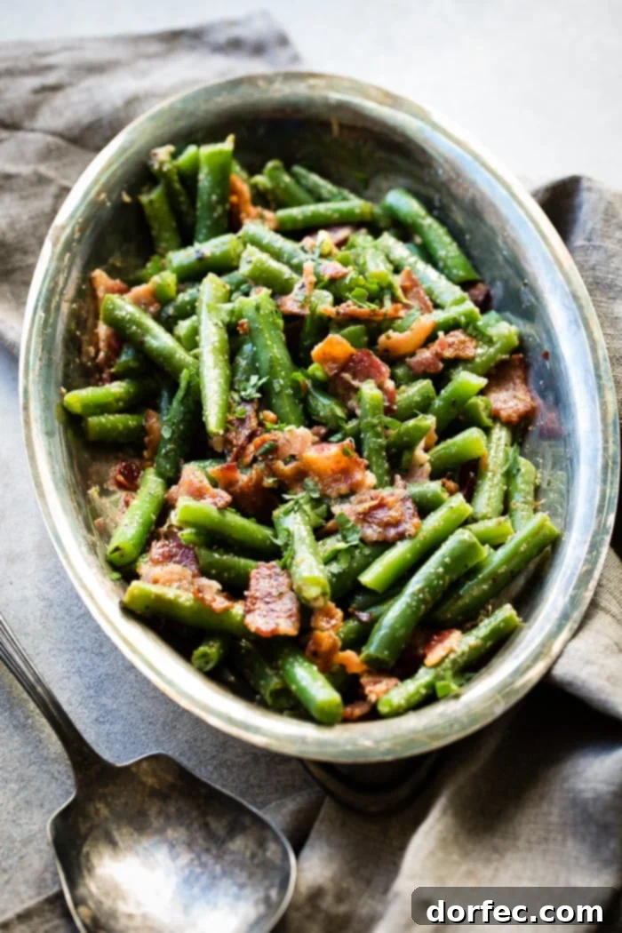 Close-up of Green Beans with Bacon