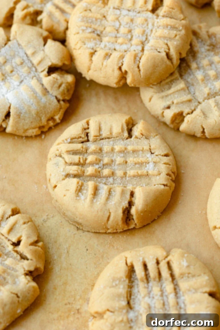 Peanut butter cookies on parchment paper