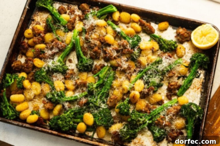 Sheet Pan Gnocchi and Sausage with Parmesan Cheese